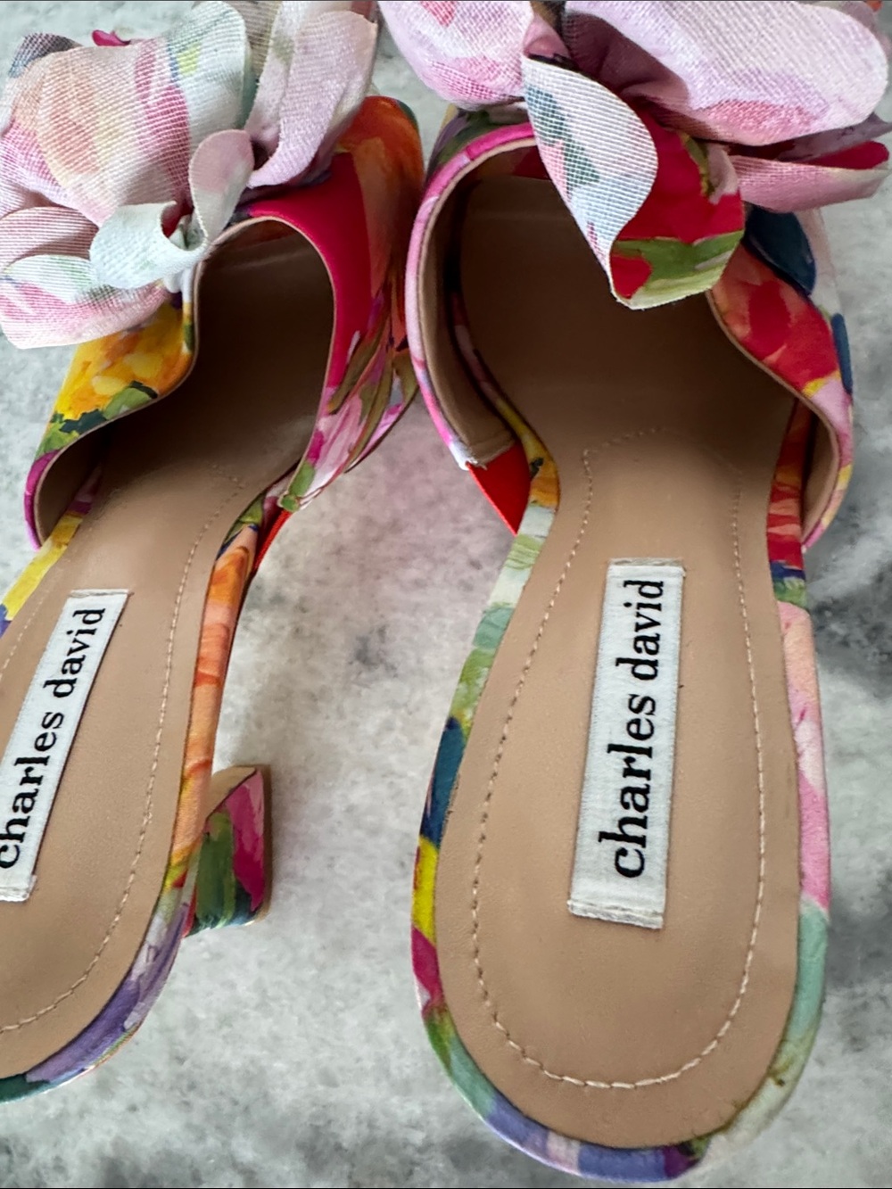 Charles David Floral Multi-Color Ruffle Slide Mules - Picture 3 of 7